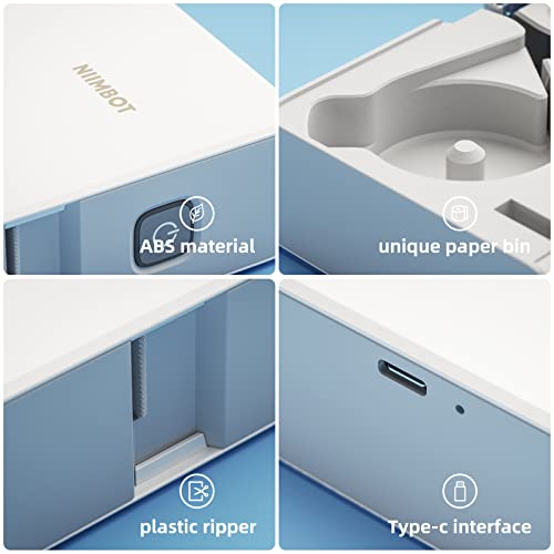 NIIMBOT B18 Portable Label Maker with Black Ribbon Cartridge and White Labels, Wireless Bluetooth Connection, Mobile Editing, Support Color Printing, Mini Sticker Printer for Labeling Office Files