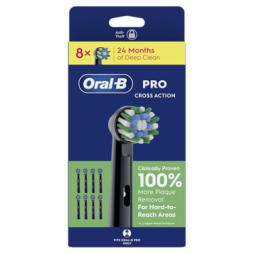 Pro Cross Action Lot de 8 têtes de brosse à dents Noir Convient pour boîte aux lettres