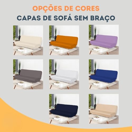 Capa De Sofá 3 Lugares Sem Apoio De Braço Fundas De Futon Elástica Em Malha Gel 1,80m a 2,00m (Palha)