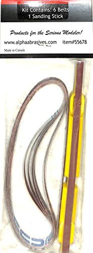 APA55678 Alpha Abrasives Sanding Stick with Belts (80, 120, 240, 320, 400 & 600 Grits)