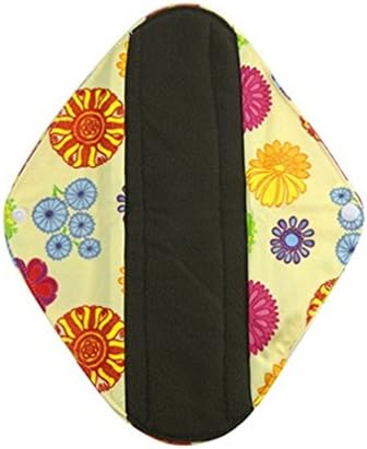 OrliverHL Overnight Charcoal Bamboo Cloth Reusable Washable Menstrual Pads Sanitary Pads for Women Girls,Small