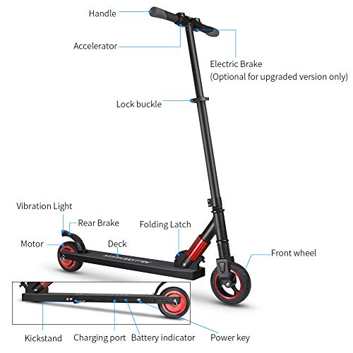 Ksruee Electric Scooter Ultra-Lightweight Foldable Electric Kick Scooter Sturdy Tough and Smooth to Ride Huffy Scooters for Kids and Adults (red)