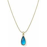 Carrylush Pendant Snake Chain Necklace for Women gold trendy necklace for womens Dainty Cute Jewellery Minimalist Tarnish-Free Daily Wear Gift for Her Dainty Cute Jewelry gold trendy necklace (Blue Drop)