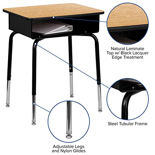 Flash Furniture Student Desk with Open Front Metal Book Box - Thumbnail 3