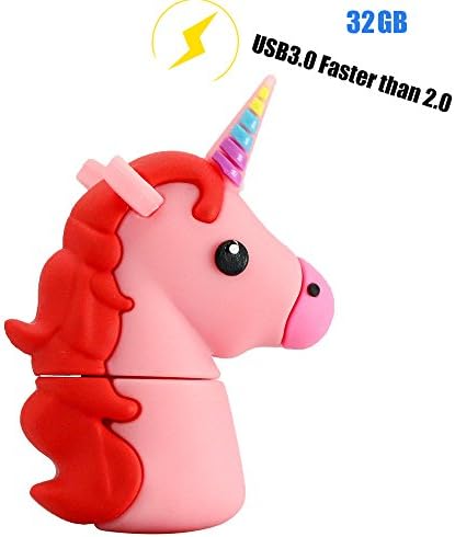 Cute USB Flash Drive 32GB USB 3.0 Cartoon Unicorn Shape USB Drive Funnyusb memory Stick/USB Stick/USB Flash/Thumb Drive/ Jump Drive(Pink)