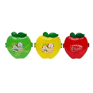 perpetual bliss (pack of 3) fancy apple shape lunch boxes for kids/fruit theme/return gifts for kids birthday party- Multi color