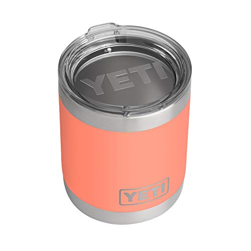 YETI Rambler 10 oz Lowball, Vacuum Insulated, Stainless Steel with Standard Lid, LE Coral