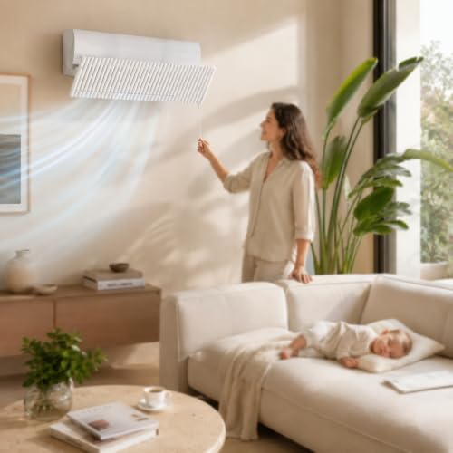 chochoyah Air Conditioner Deflector, Adjustable Air Conditioner Blades Aluminium Alloy 90 cm Anti Blow Direct for Air Conditioner Home Office Room