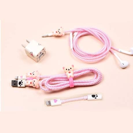 Smile Pick 6 in 1 Cartoon USB Earphone Cable Protector Set (Rilakkuma Bear)