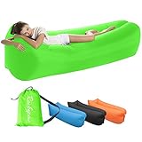 Inflatable Lounger - Portable Air Beds Sleeping Sofa for Travel, Camping, Beach, Park, Backyard, Hiking, Pool, Beach with Carry Bag (Green)