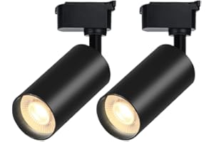 Bravsekai Black LED Track Lighting Heads (No Track Rails), 2-Lights 10W Dimmable Track Lights Head Suitable for H Type Rails 3000K Warm White Ceiling Spotlight Fixture for Indoor Home Commercial