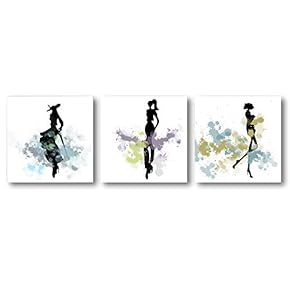 Canvas Wall Art Abstract Elegant People Painting Artwork for Home Prints Framed - 12"x12"x3 Panels