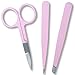 Tweezers for Eyebrows Set of Three- Includes Case with Professional Pointed Needle Nose, Slant & Straight Precision Stainless Steel- Ingrown Hair Nose, Hair Eyebrow & Splinters (Metalic)
