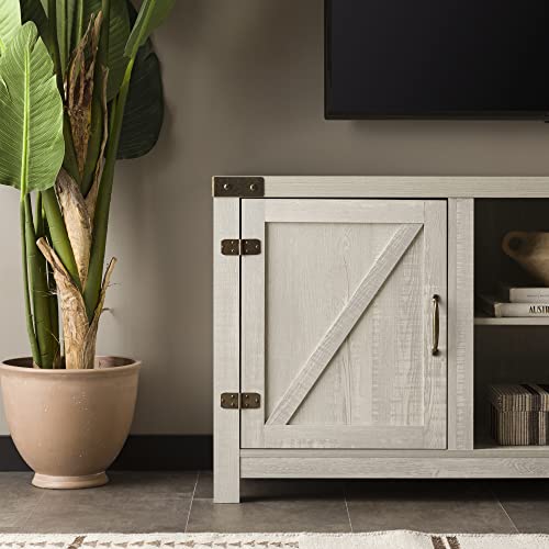 Walker Edison Modern Farmhouse Double Barn Door TV Stand for