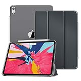 MoKo Case Fit iPad Pro 11" 2018 - Translucent Frosted Back Protector Smart Shell Stand Cover with Apple Pencil's Magnetic Attachment Side Opening Fit iPad Pro 11 Inch - Space Gray(Auto Wake/Sleep)