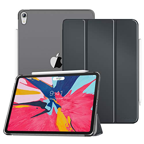 MoKo Case Fit iPad Pro 11" 2018 - Translucent Frosted Back Protector Smart Shell Stand Cover with Apple Pencil's Magnetic Attachment Side Opening Fit iPad Pro 11 Inch - Space Gray(Auto Wake/Sleep)