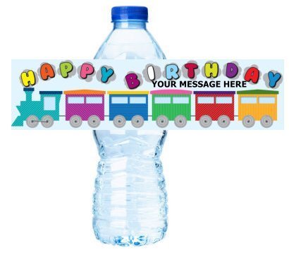 Kids Train Personalized Birthday Party Decorations Water Bottle