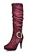 Dream Pair Women's PARIS Chic Fashion Platform Knee High Rhinestone Buckle Slouchy Faux Fur Lining High Heel Boots