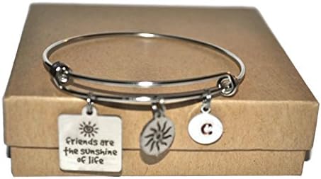 Friendship bracelet, friends are the sunshine of life stainless steel expandable bracelet