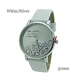 Vavna Fashion Geneva Platinum Who Cares Im Late Anyways Leather Watch White / Silver