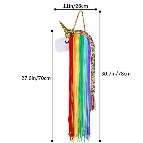 Beinou Unicorn HairBow Holder Rainbow Hair Clips Holder Yarn Tassel Headband Storage Organizer Shy Unicorn Face Home Decor Hair Accessories Storage for Girls Unicorn Party