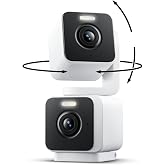 WYZE Duo Cam Pan Indoor/Outdoor IP65 2K 360&deg; Pan/Tilt Smart Home Security Camera with Color Night Vision, Compatible with Alexa &amp; Google Assistant, White