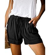 Elapsy Womens Casual Short Comfy Drawstring Elastic Waist Summer Pocketed Shorts