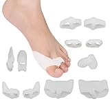 Bunion Relief Kit (12 pcs) - Treat Pain in Big Toe Joint, Tailors Bunion. Including Pads For Hallux Valgus, Ball Foot Pain, Bunion Corrector, Toe Spacers, Separators and Straighteners.
