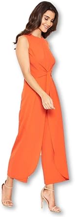 orange front knot jumpsuit