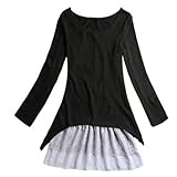 Zeagoo Women's Lace Hem Sweater Stitching Off 2-piece Knitting Dress