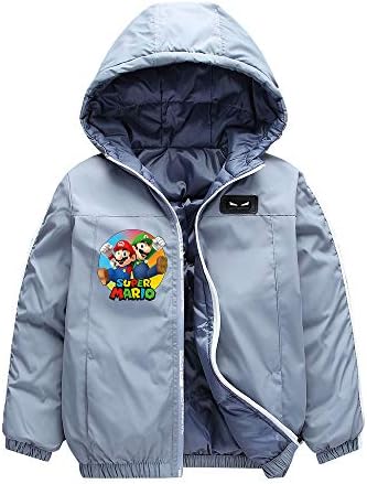 Haililais Super Mario Hooded Keep Warm Wadded Jacket for Boy and Girl Trench Coat for Kids and Teenagers