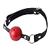 Leather Open Mouth Collar Open Breathable Leather Paly Ball for Women Men,Adjustable Strap,Free Bag (Red)