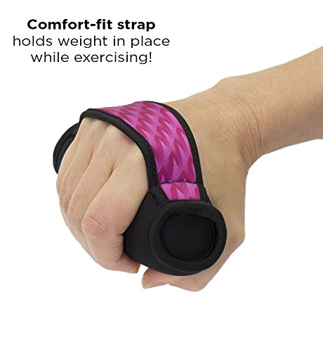 Empower 2lb Walking Weights with Hand Strap, Hand Weights, Running, Jogging, Cardio, Workout, 2lb Set, Raspberry - Thumbnail 3