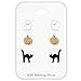 ICYROSE 925 Sterling Silver NEW Set of 3 Pairs Halloween Ghost Black Cat and Jack Pumpkin Stud Earrings (Nickel Free)