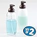 mDesign Modern Glass Refillable Foaming Soap Dispenser Pump Bottle for Bathroom Vanity Countertop, Kitchen Sink - Save on Soap - Vintage-Inspired, Compact Design - 2 Pack - Clear/Bronze & Frost/Bronze