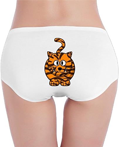 Ward Smith Women's Cute Cat Low-Rise Cotton Bikini Brief Seamless Panties Underwear S White