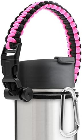 Diateklity Paracord Handle, Fit for Hydro Flask, Nalgene and Most Wide Mouth Water Bottles - Comes with Safety Ring and Carabiner