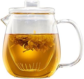 Xiazhi Borosilicate Glass Teapot with Infuser, Glass Teakettles, Stovetop Safe, 600ml