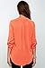 Roswear Women's Casual V Neck Cuffed Sleeves Solid Chiffon Blouse Top, Orange, XL (US16-18)