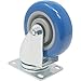 4 Pack Swivel Plate Casters On Blue Polyurethane Wheels (5 inch Plate)