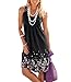 AELSON Womens Summer Casual Sleeveless Mini Printed Vest Dresses Black