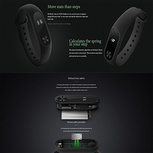 Besde Expedited Clearance Original Xiaomi Mi Band 2, Bluetooth 4.0 Heart Rate Monitor IP67 Waterproof Smart Wristband with OLED Display Wearable Pedometer Activity Tracker for iPhone, Android Phones - Thumbnail 7