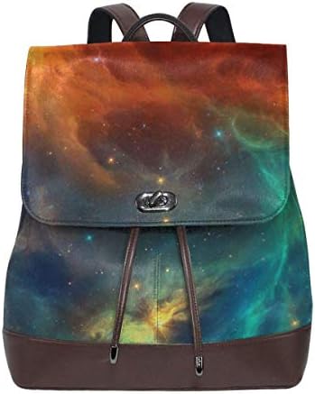 Flyup Starry Sky Galaxy Women's Leather Backpack,Unique Design With Elegant Appearance