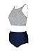 Women Girls High Waisted Swimsuit Bathing Suits Bikini Set Navy Blue US X-Large
