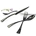 Kaya KAYA-1 Delicate Stainless Steel Flatware Cutlery Set with Mirror Finish Including Fork Spoons Knife Four Piece Tableware Dinner Set (black pearl)
