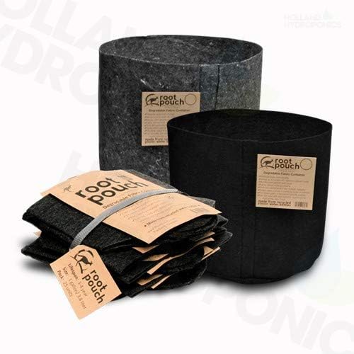 Root Pouch Reusable Fabric Rhizo Plant Flower Pots Black - 3.8L, 8L, 12L,16L,22L,30L X 5 (22L x 5)