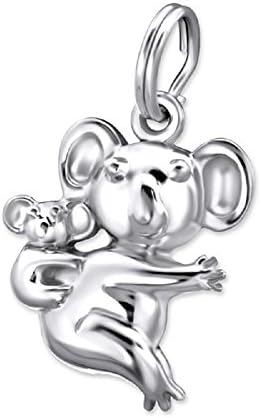925 Sterling Silver Dangling "Koala Bear &amp; Baby" Charm Bead 27398