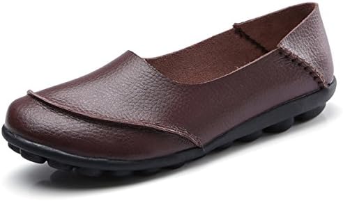 KEESKY Women's Leather Casual Cut Out Loafers Flat Slip-on Shoes