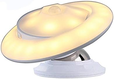Motion Sensor Night Light, Geman UFO Flexible Step Portable for Kids Magnetic Closet Light 360°Rotating Wall Lamp light USB (Warm)