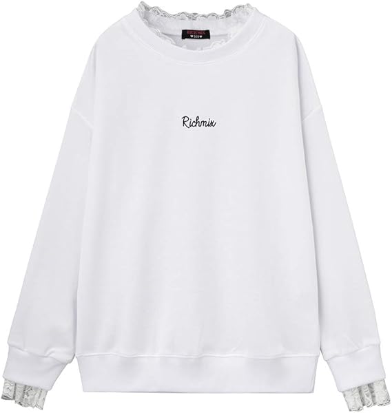 Amazon Co Jp 子供 女の子 トレーナー 長袖 キッズ ガールズ 襟レース トレーナー スウェット フリル ホワイト 150cm 服 ファッション小物